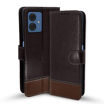 Pikkme Moto G14 Contrast Flip Cover (Coffee)