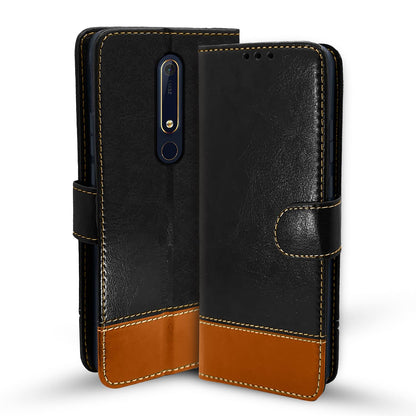 Pikkme Nokia 6.1 Plus / 6.1+ Constrast Flip Cover | Black & Brown