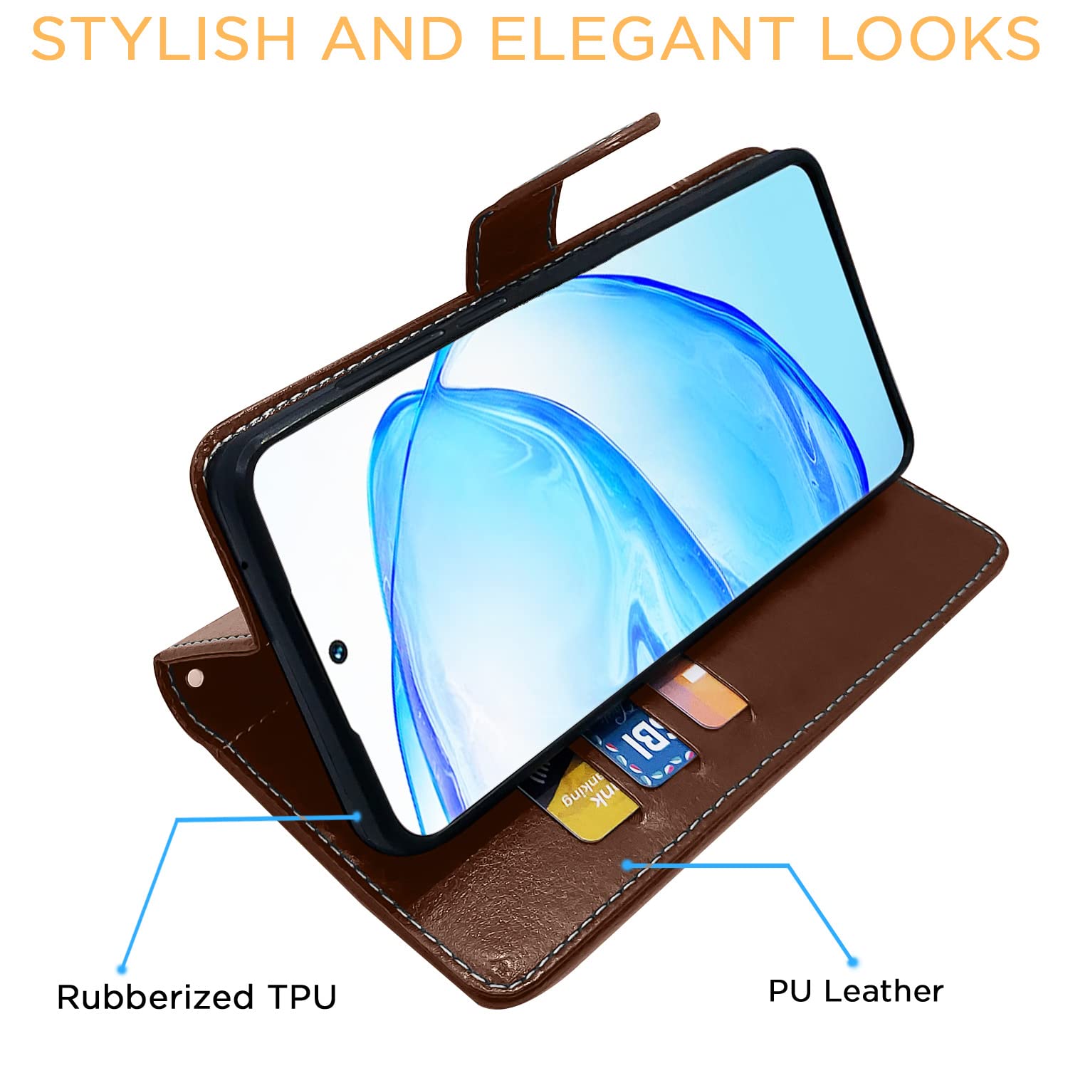 Pikkme Vivo V25 Pro 5G Constrast Flip Cover | Brown & Coffee