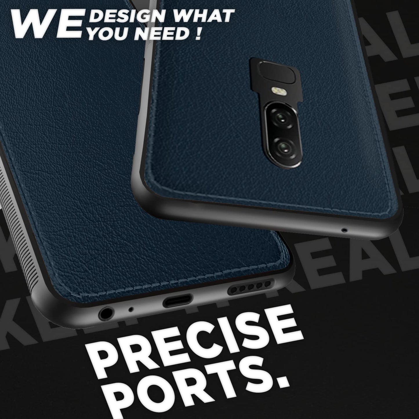 Pikkme OnePlus 6 Leather Back Cover | Blue