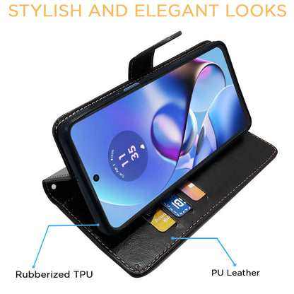 Pikkme Moto G54 5G Contrast Flip Cover (Black)