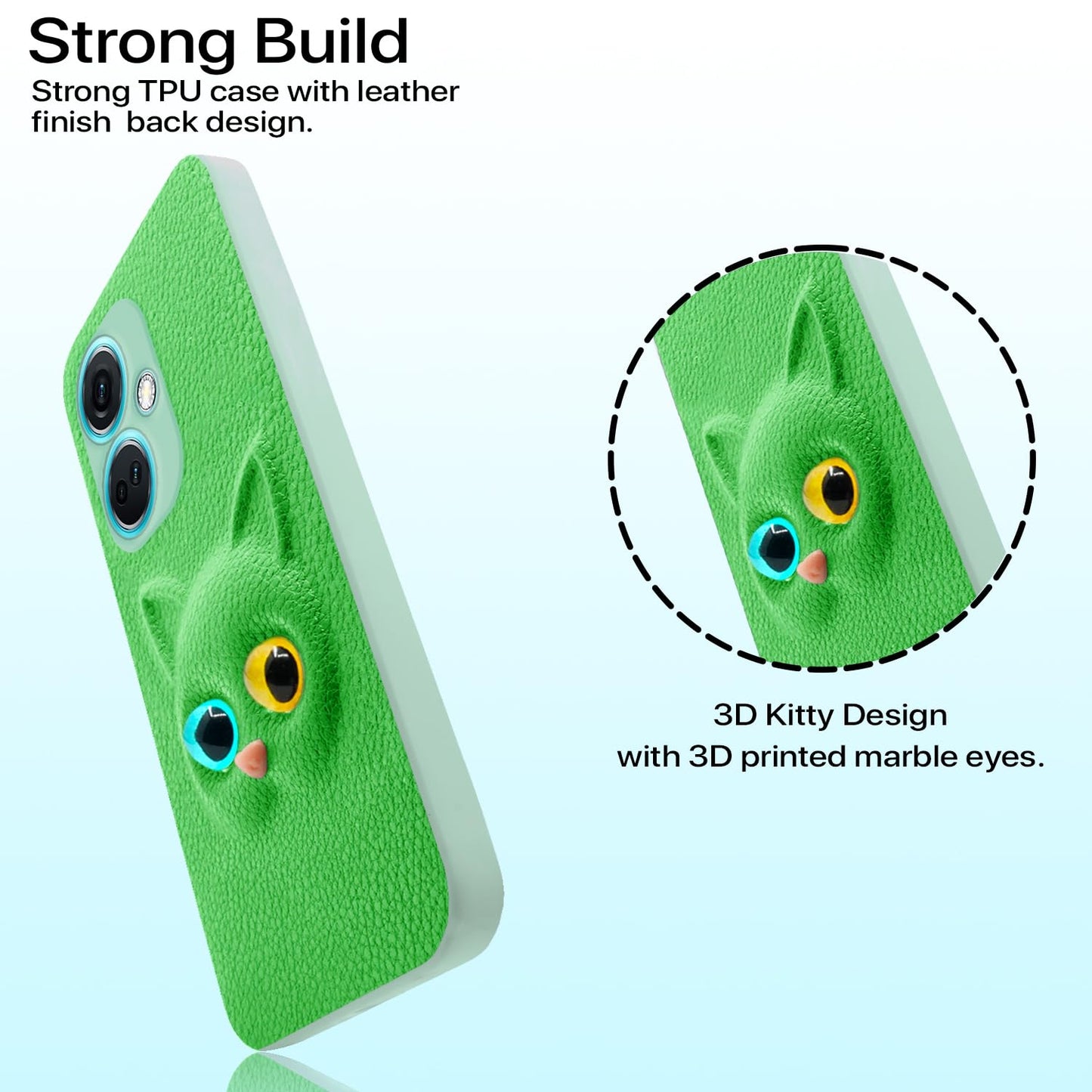 Pikkme OnePlus Nord Ce 3 5G Kitty Back Cover (Green)