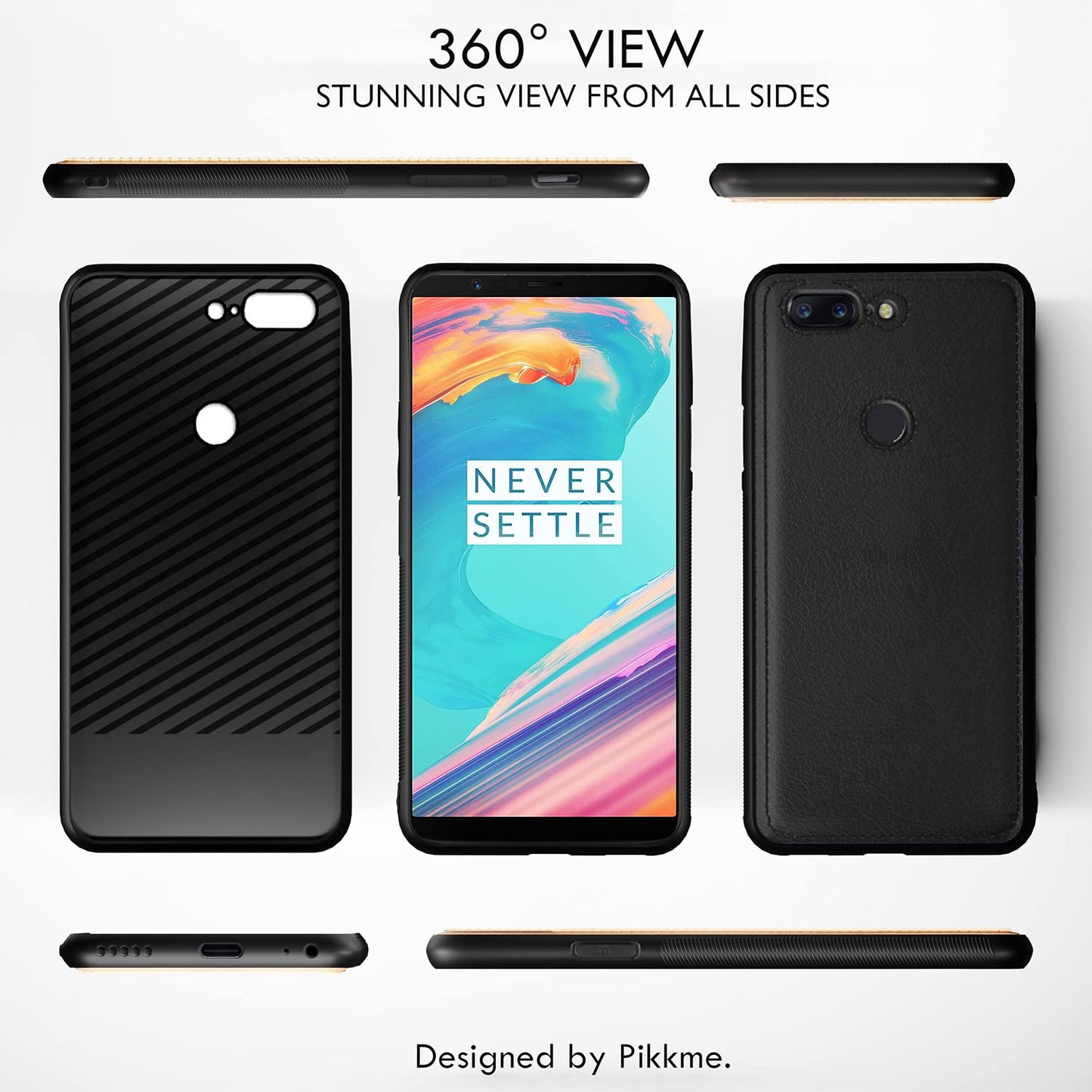 Pikkme OnePlus 5T Leather Back Cover | Black