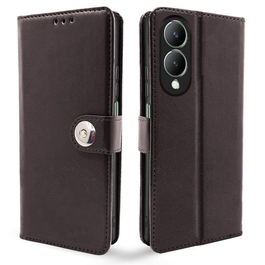 Pikkme Vivo Y17S Button Flip Cover (Coffee)