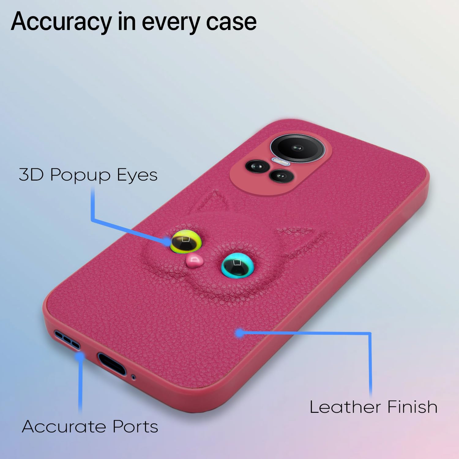 Pikkme Oppo Reno 10 5G Kitty Back Cover (Pink)