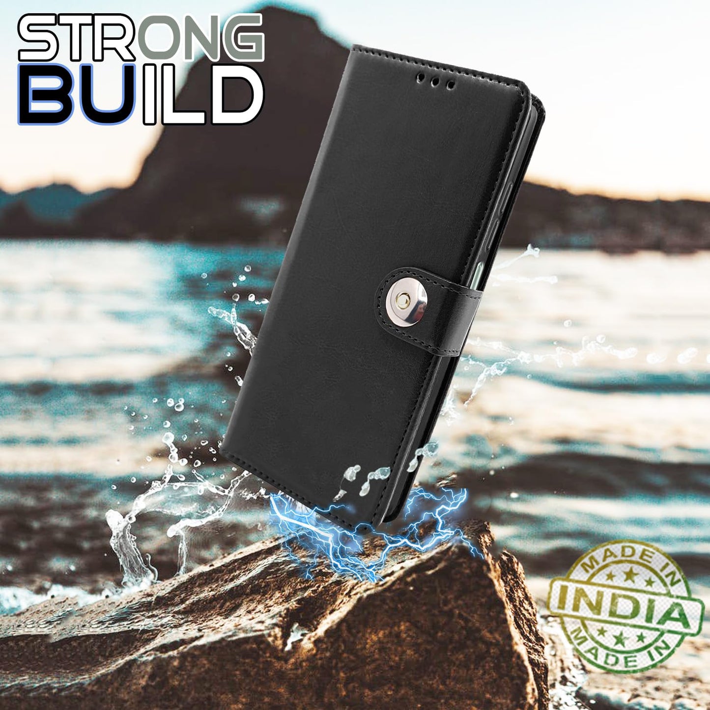 Pikkme Vivo Y17S Button Flip Cover (Black)