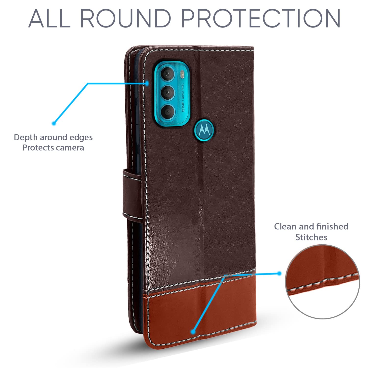 Pikkme Moto G71 Contrast Flip Cover (Coffee)