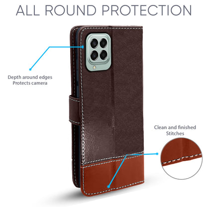 Pikkme Samsung Galaxy M33 5G Constrast Flip Cover | Coffee & Brown