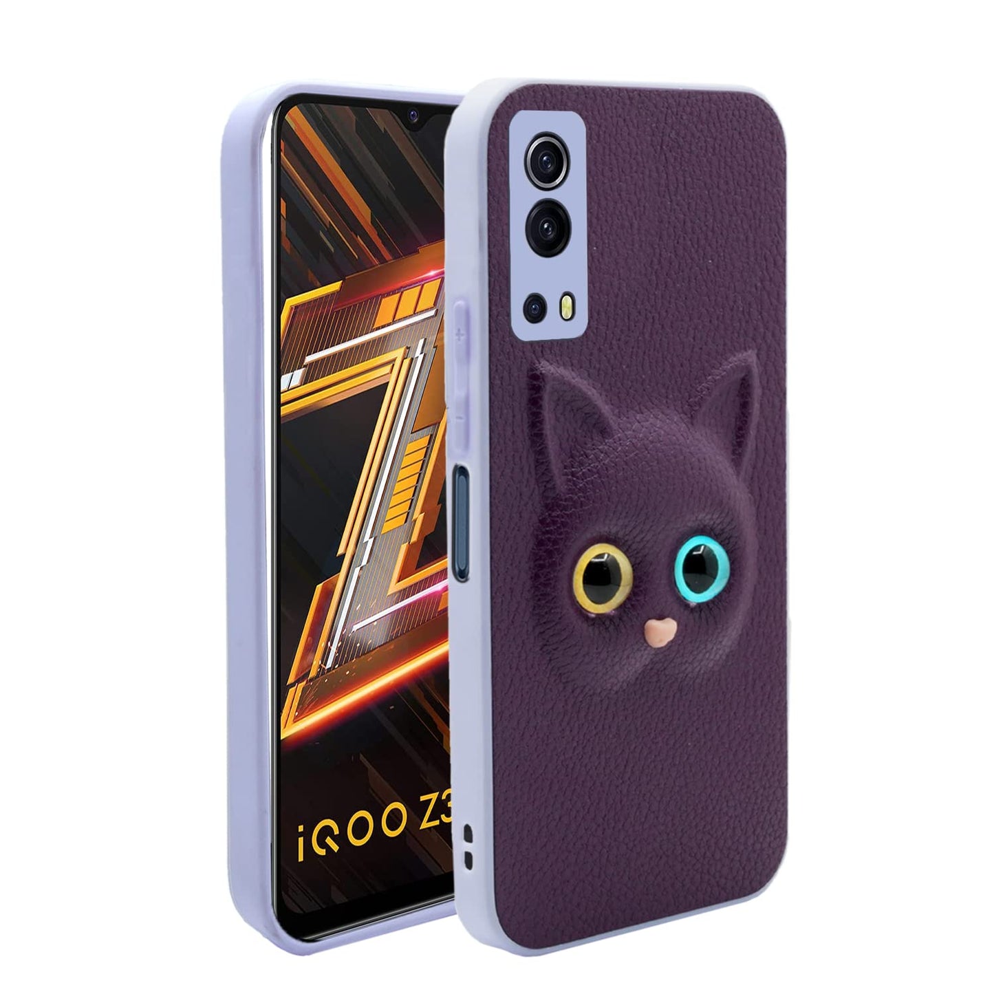 Pikkme iQOO Z3 5G Kitty Back Cover (Purple)