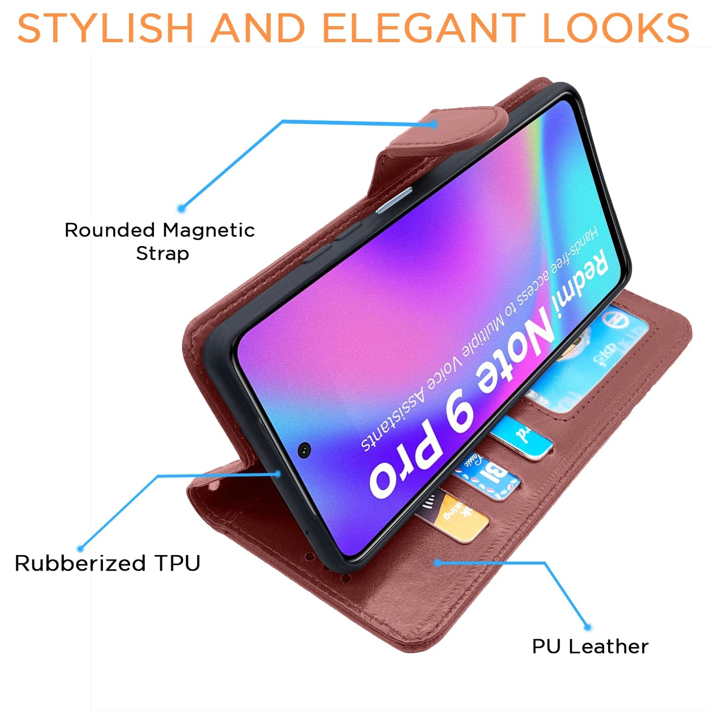 Pikkme Redmi Note 9 Pro/Note 9 Pro Max/Poco M2 Pro/Redmi Note 10 Lite Vintage Flip Cover | Brown