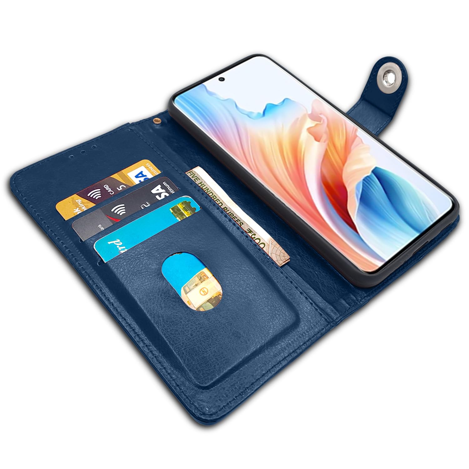 Pikkme Oppo A2 Pro 5G Button Flip Cover (Blue)