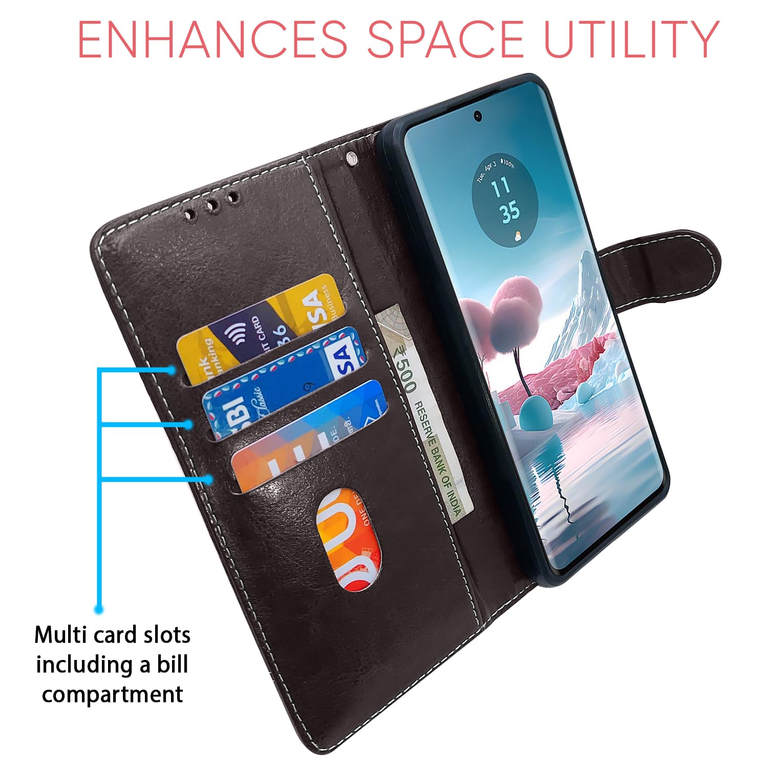 Pikkme Moto Edge 40 Neo 5G Contrast Flip Cover (Coffee)