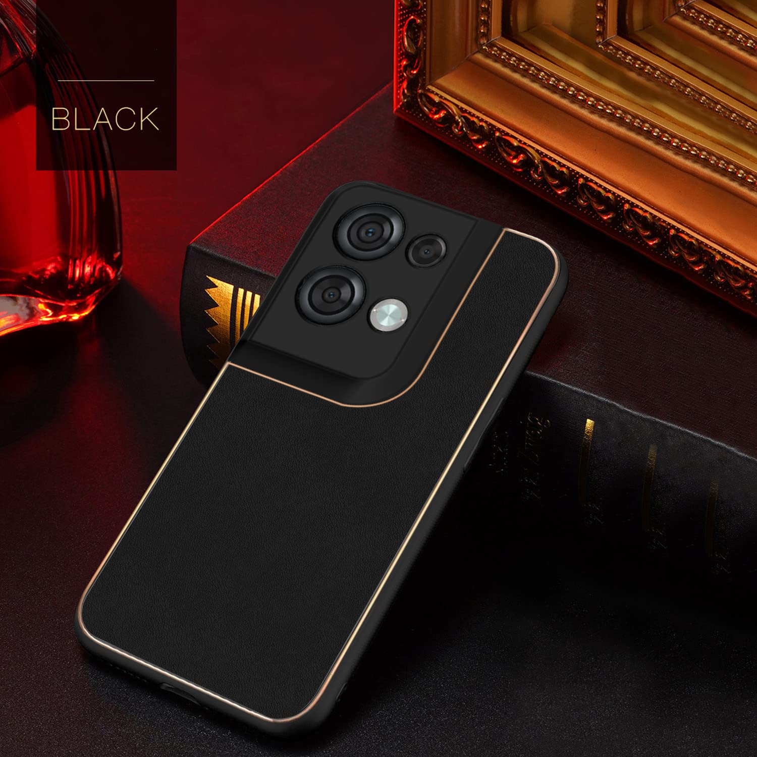 Pikkme Oppo Reno 8 5G Leather Chrome Case | Black