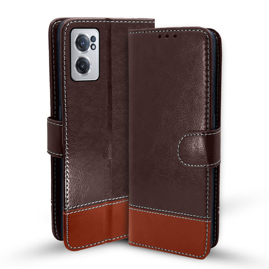 Pikkme OnePlus Nord CE 2 5G Contrast Flip Cover | Coffee & Brown