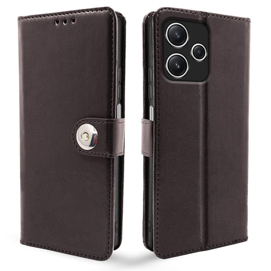 Pikkme Redmi 12 5G Button Flip Cover (Coffee)