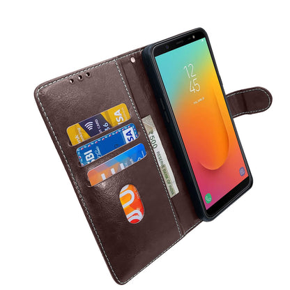 Pikkme Samsung Galaxy J8  Constrast Flip Cover | Coffee & Brown