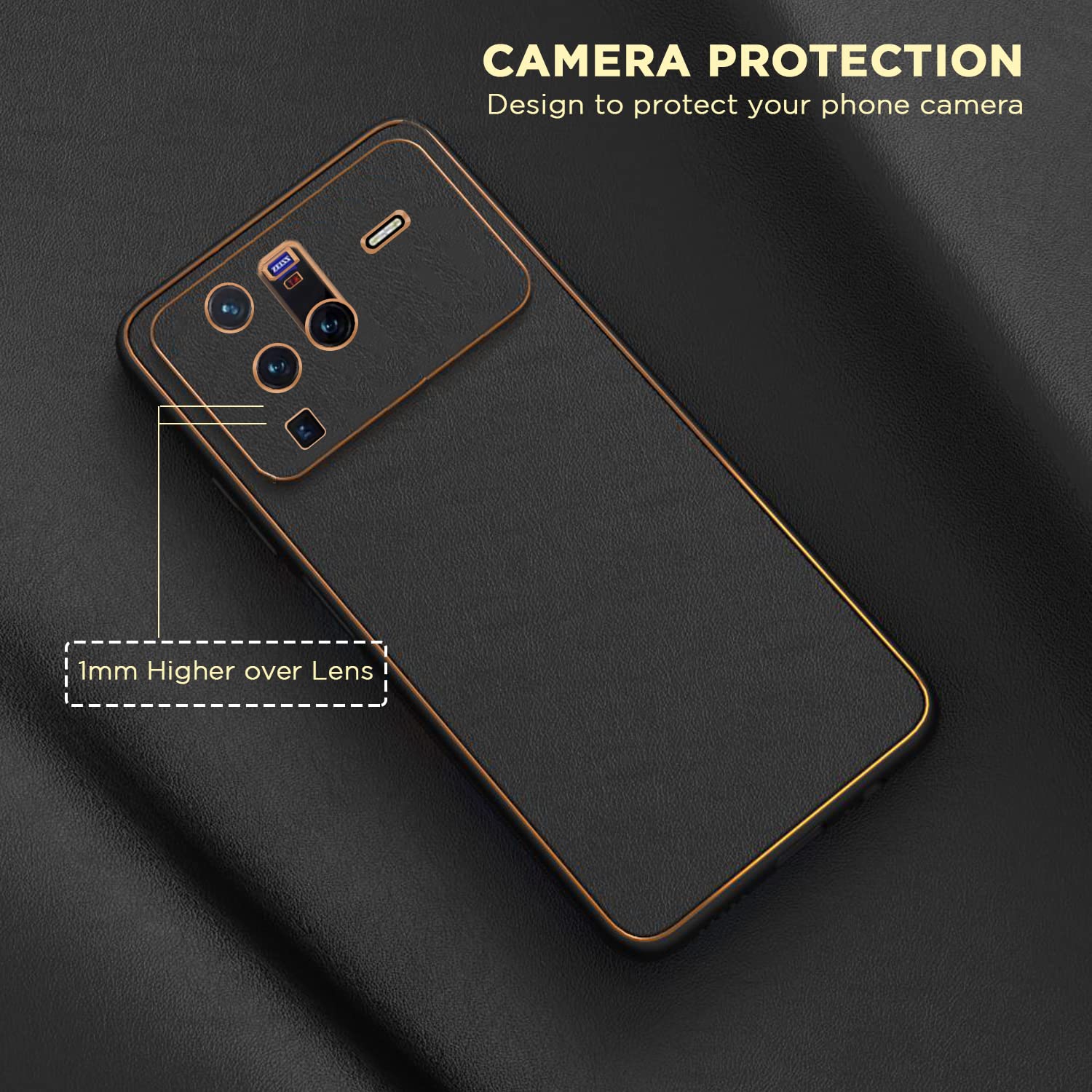 Pikkme Vivo X80 Pro 5G Leather Chrome Case | Black