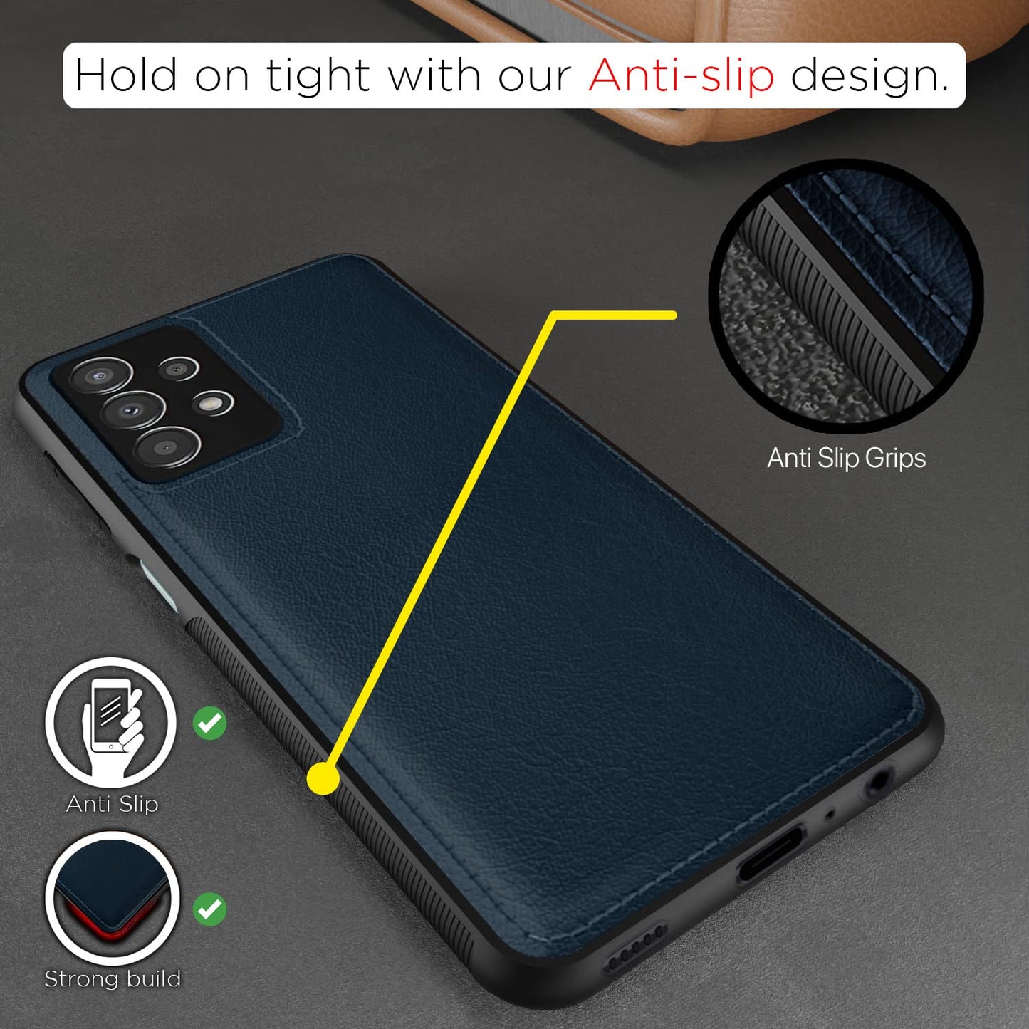 Pikkme Samsung Galaxy A13 4G Leather Back Cover | Blue