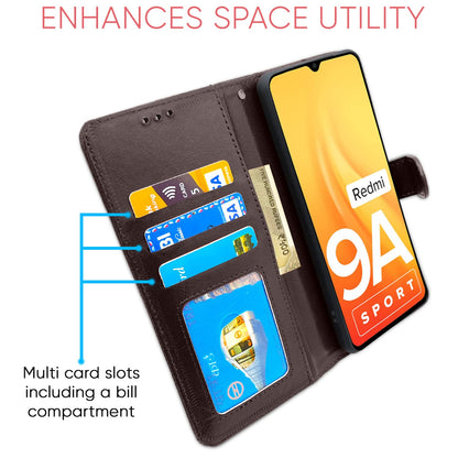 Pikkme Redmi 9A / 9i / 9A Sport Vintage Flip Cover | Coffee