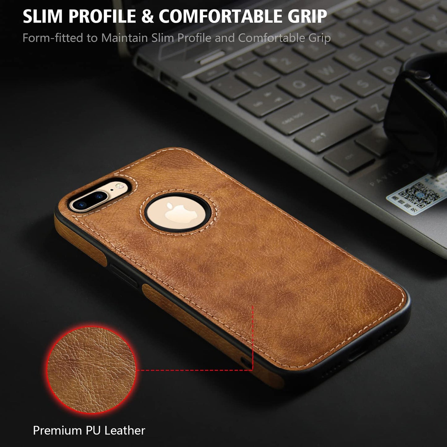 Pikkme iPhone 7 Plus / 8 Plus Leather Back Cover | Brown