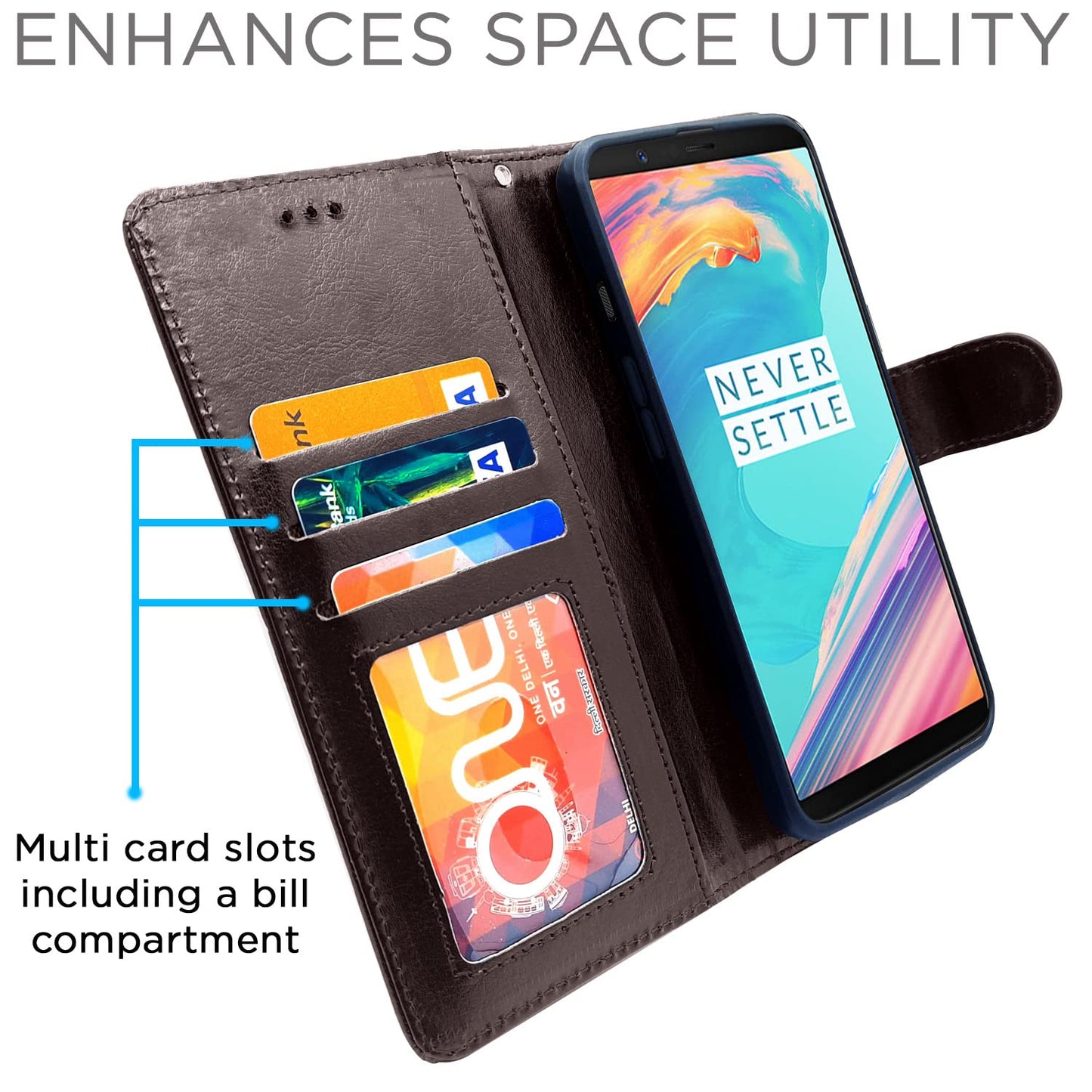 Pikkme OnePlus 5T Vintage Flip Cover | Coffee