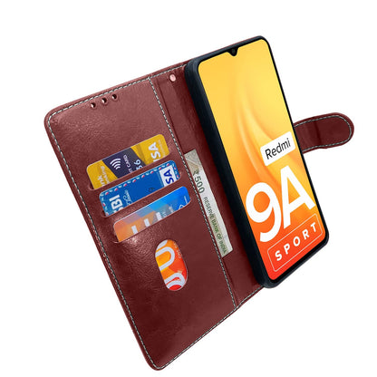 Pikkme Mi Redmi 9A / 9i / 9A Sport Constrast Flip Cover | Brown & Coffee