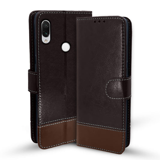 Pikkme Mi Redmi Note 7 / Note 7 Pro / Note 7s Constrast Flip Cover | Coffee & Brown