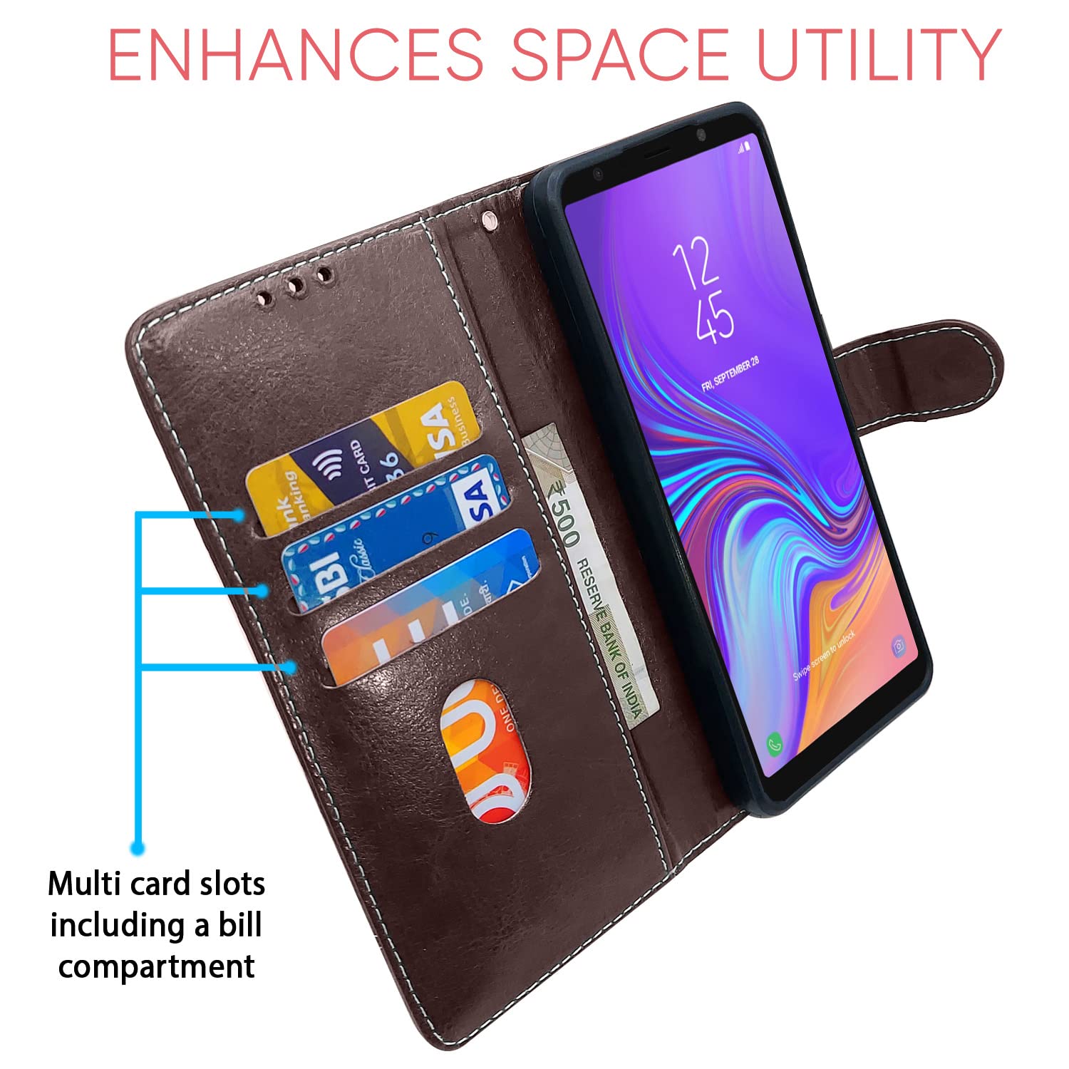 Pikkme Samsung Galaxy A7 2018 5G Constrast Flip Cover | Coffee & Brown