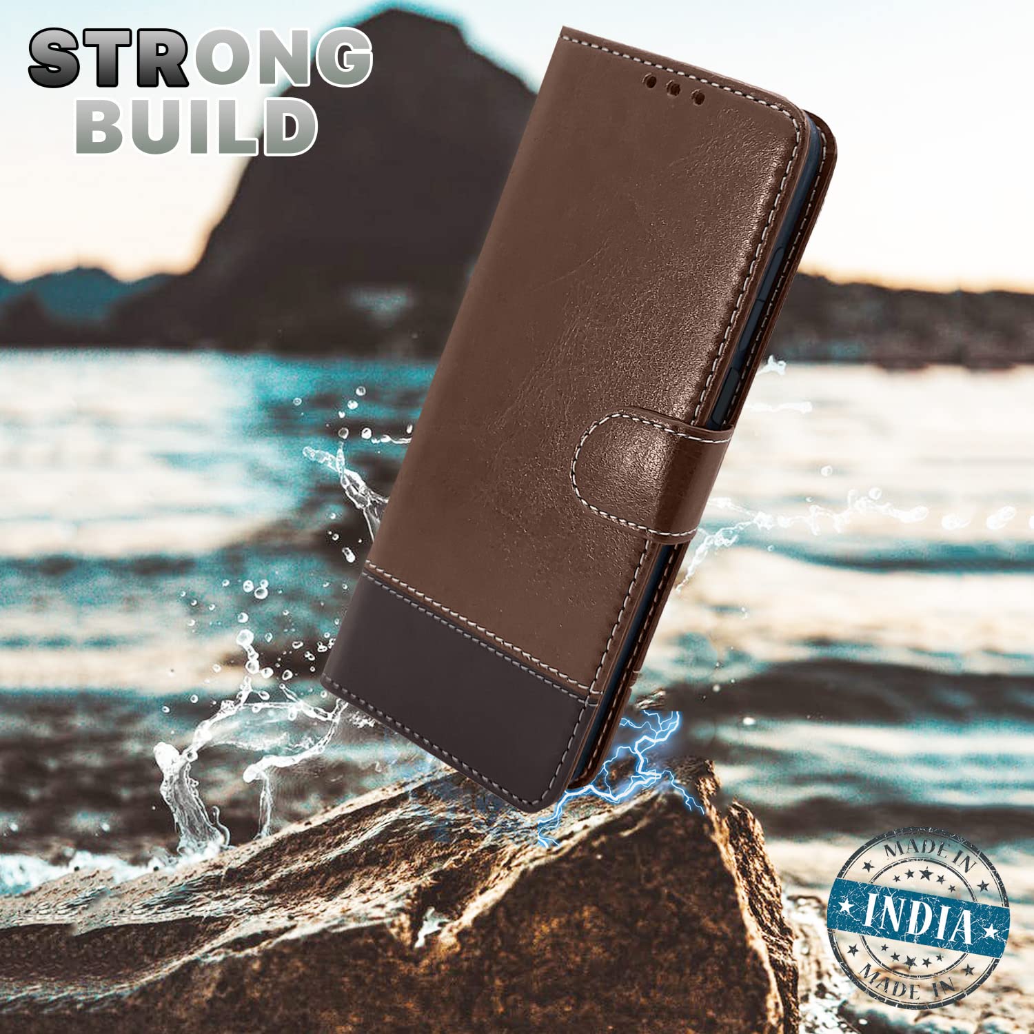 Pikkme Mi Redmi Note 11T 5G / Poco M4 Pro Constrast Flip Cover | Brown & Coffee