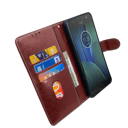 Pikkme Moto G5s Plus Constrast Flip Cover | Brown & Coffee