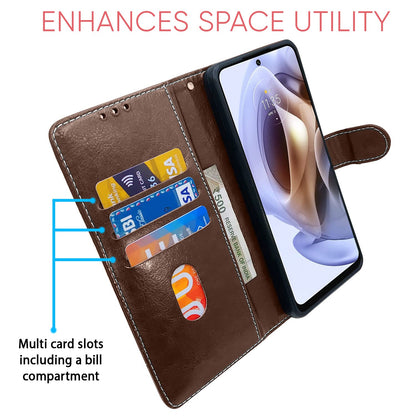 Pikkme Moto G31 Contrast Flip Cover (Brown)