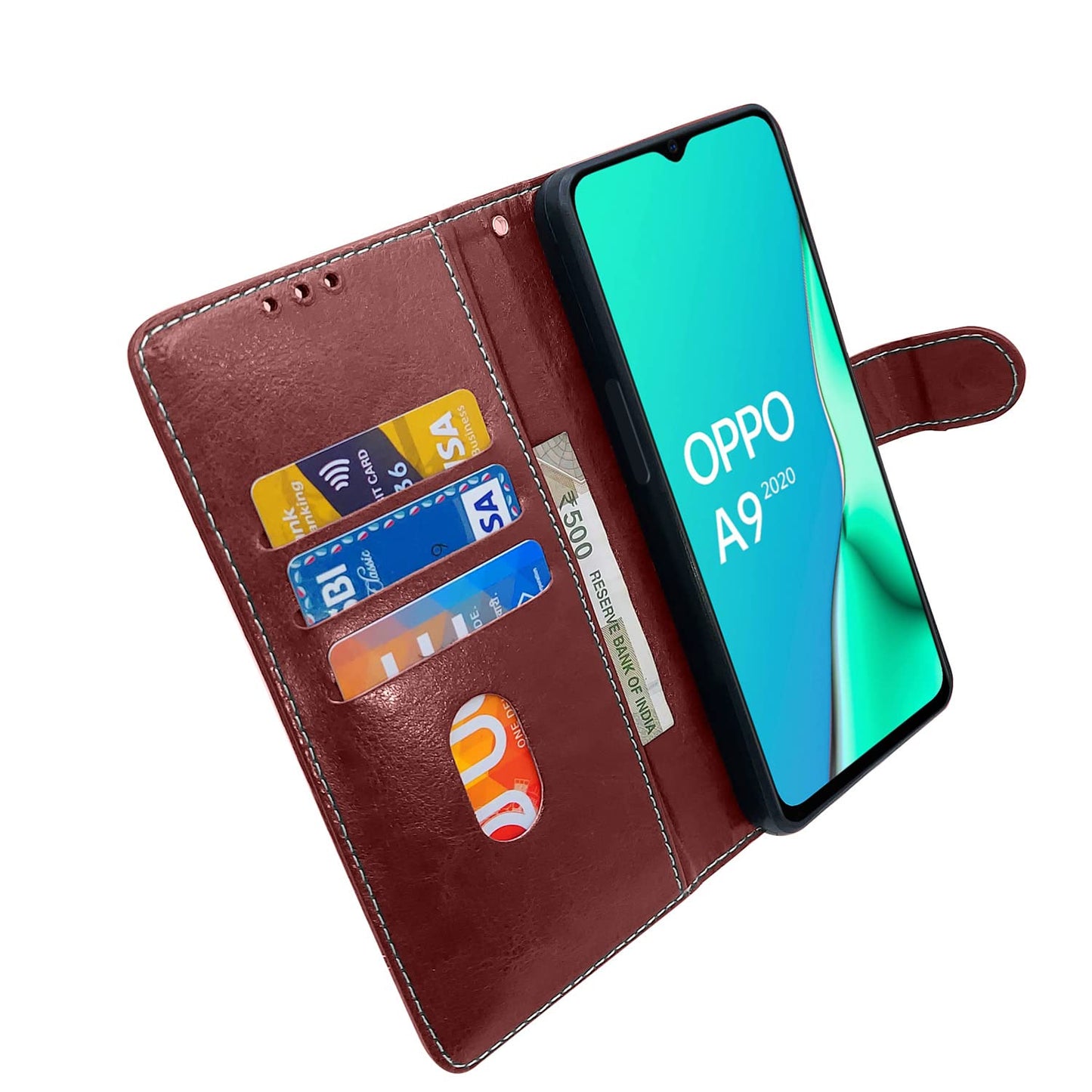 Pikkme Oppo A5 2020 / A9 2020 Constrast Flip Cover | Brown & Coffee