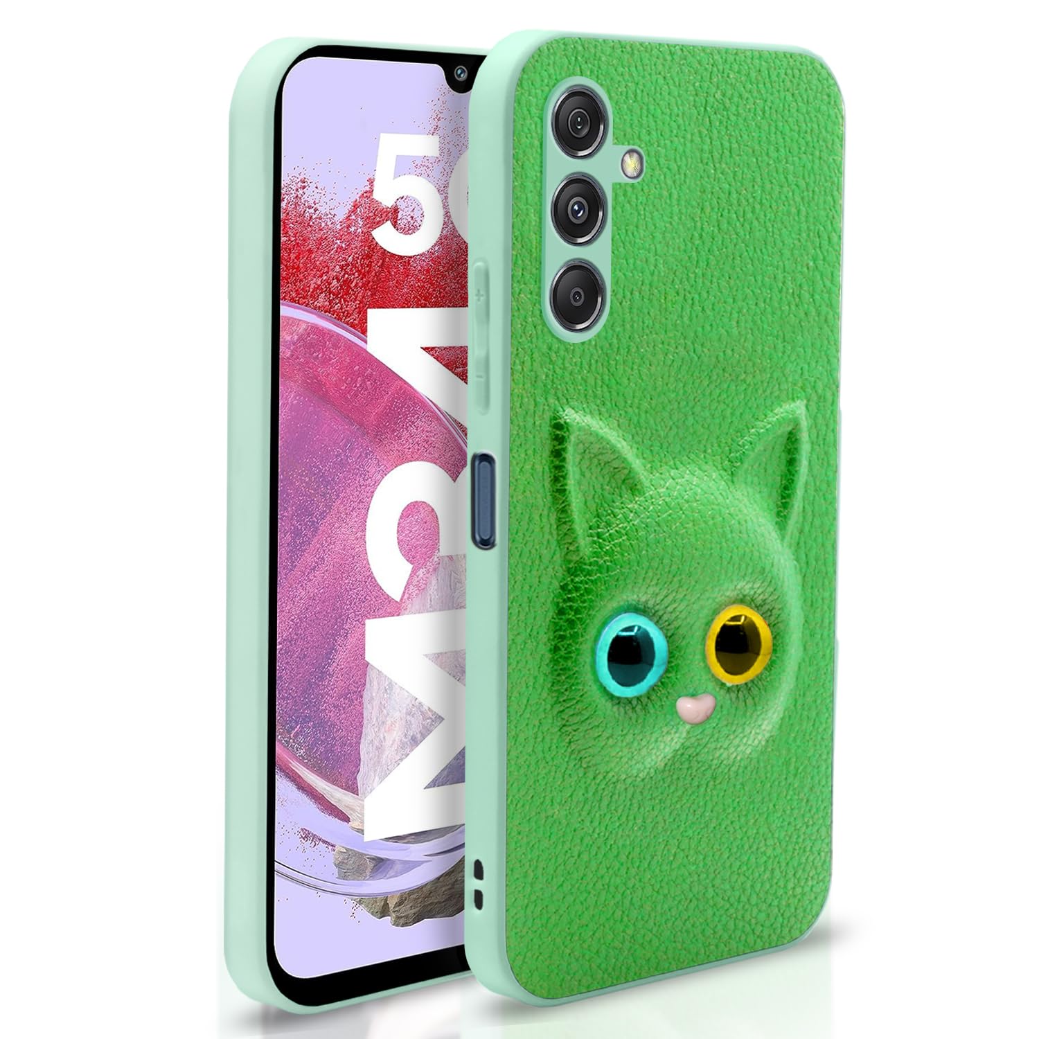 Pikkme Samsung Galaxy M34 5G Kitty Back Cover (Green)