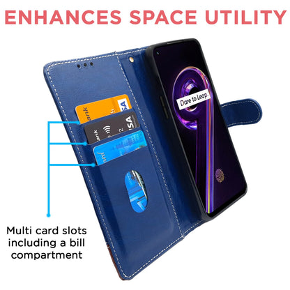 Pikkme Realme 9 Pro 5G Constrast Flip Cover | Blue & Brown