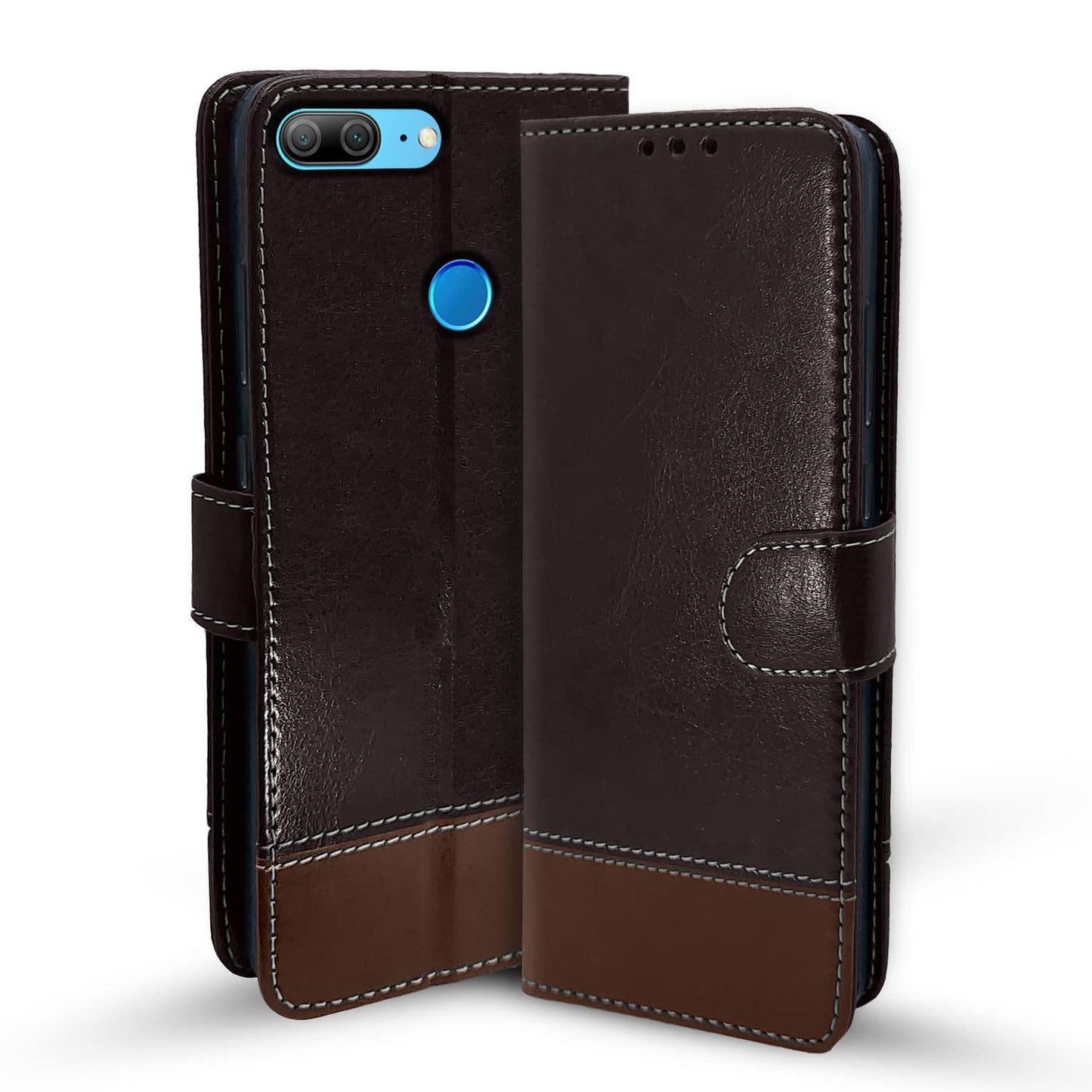 Pikkme Honor 9 Lite Constrast Flip Cover | Coffee & Brown