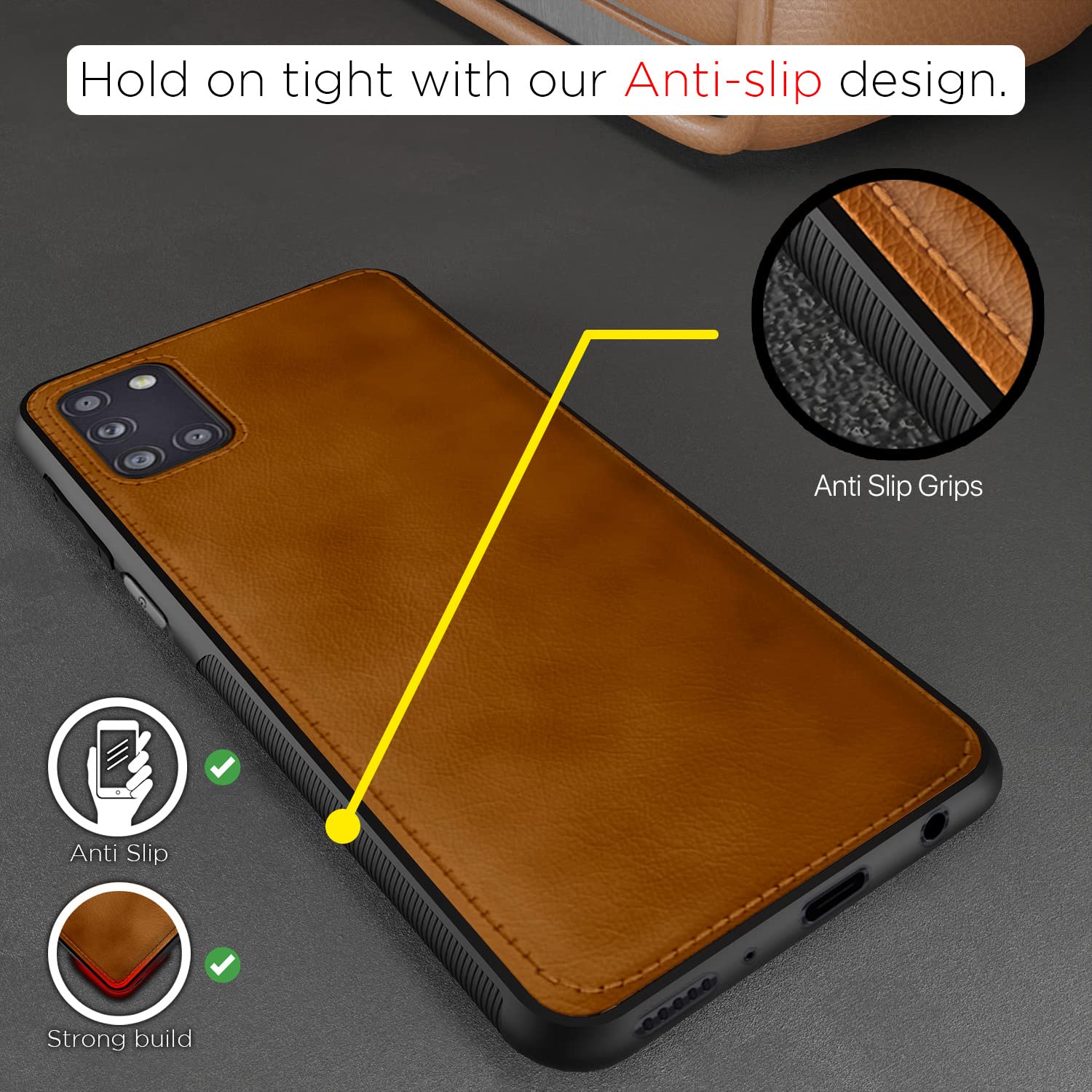 Pikkme Samsung Galaxy A31 Leather Back Cover | Brown