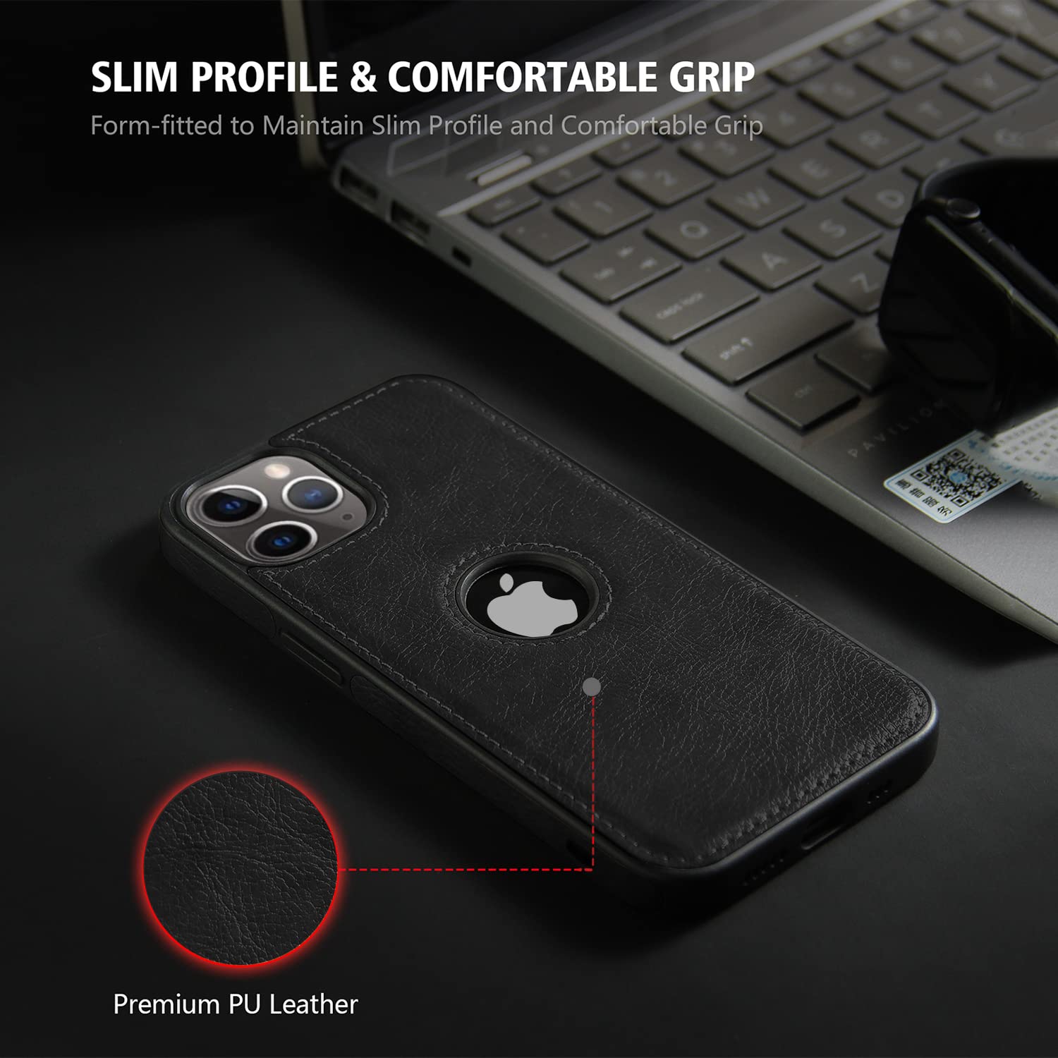 Pikkme iPhone 11 Pro Max Leather Back Cover | Black