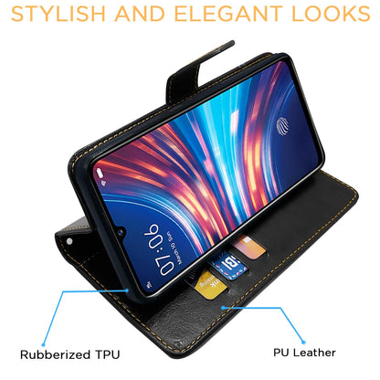 Pikkme Vivo S1 Constrast Flip Cover | Black & Brown