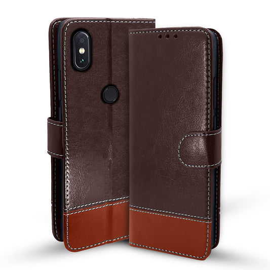 Pikkme Redmi Note 6 Pro Constrast Flip Cover | Coffee & Brown