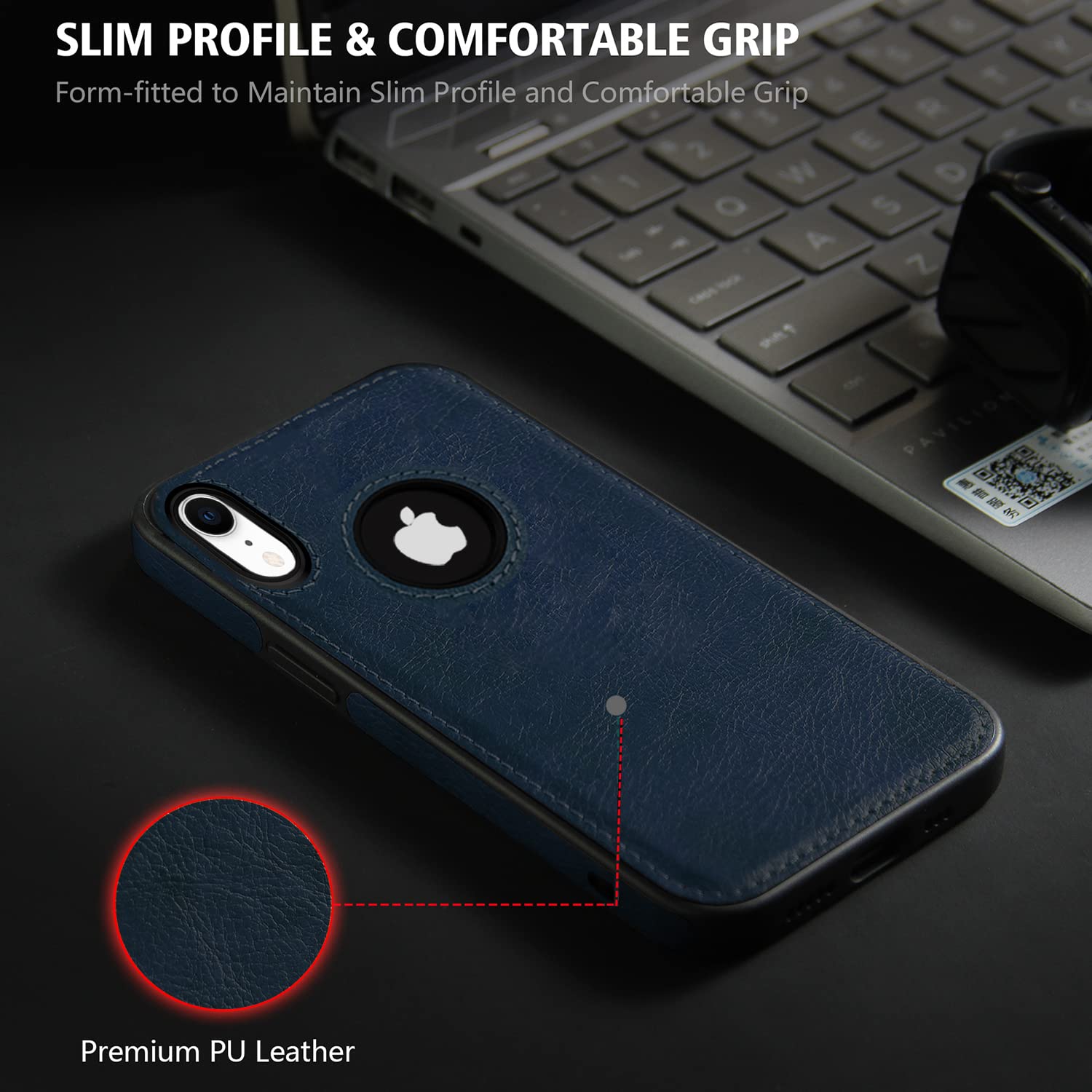 Pikkme iPhone XR Leather Back Cover | Blue