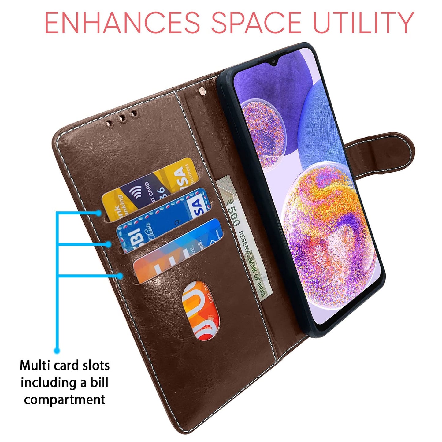 Pikkme Samsung Galaxy A23 4G / A23 5G Constrast Flip Cover | Brown & Coffee