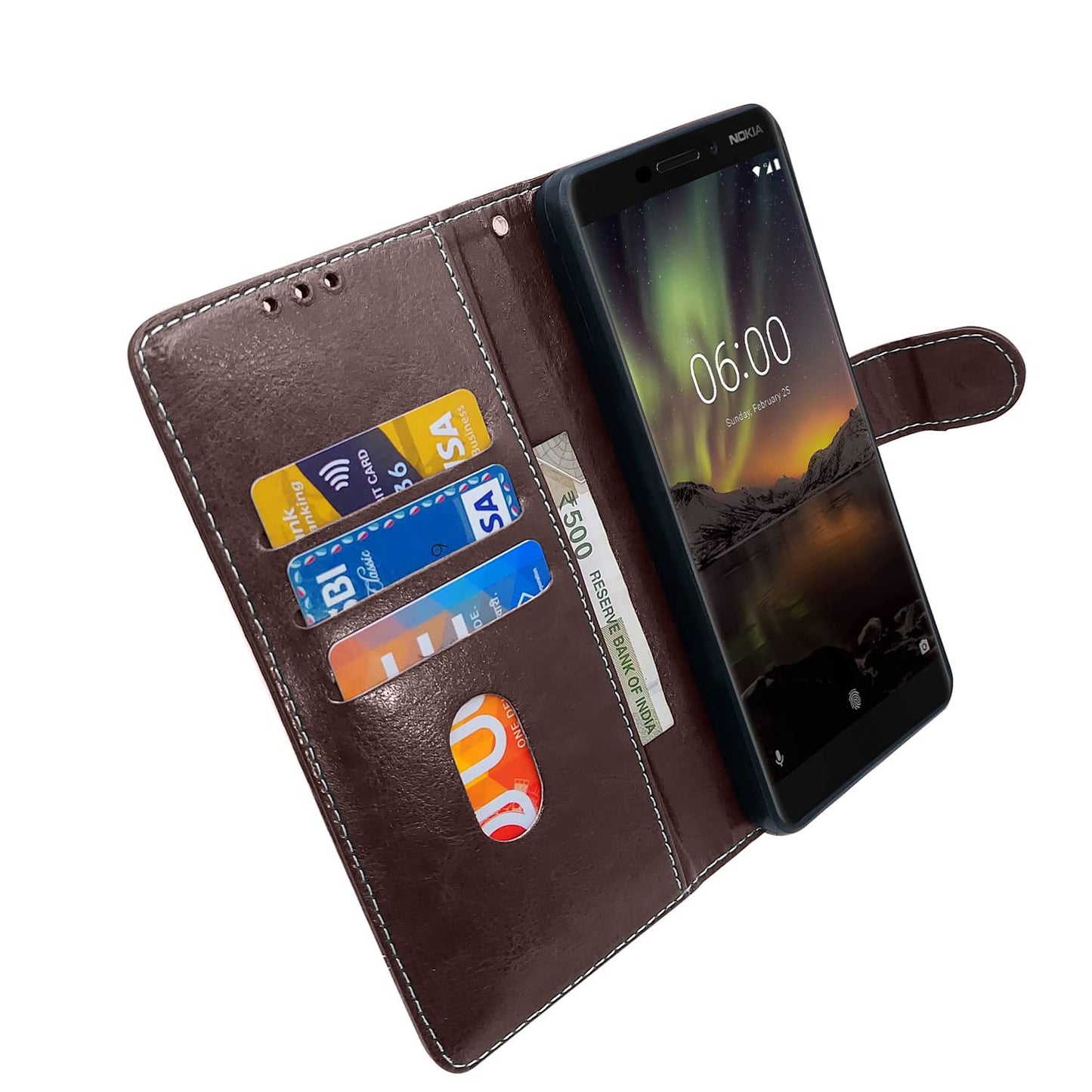 Pikkme Nokia 6.1 Plus / 6.1+ Constrast Flip Cover | Coffee & Brown