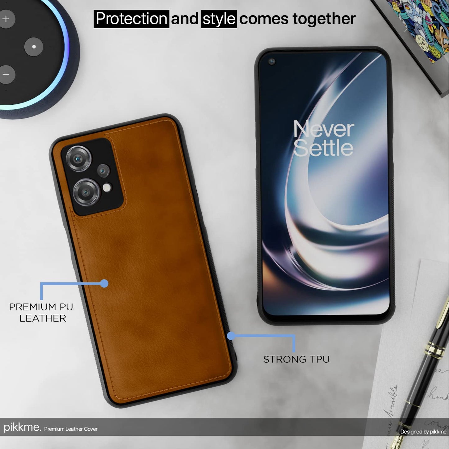 Pikkme OnePlus Nord CE 2 Lite 5G Leather Back Case Brown