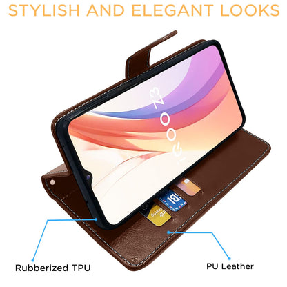 Pikkme iQOO Z3 5G Contrast Flip Cover (Brown)