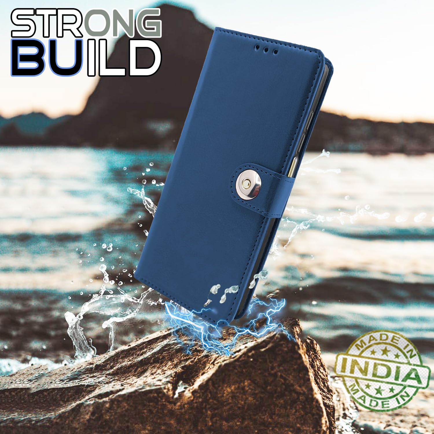 Pikkme Oppo A38 4G Button Flip Cover (Blue)