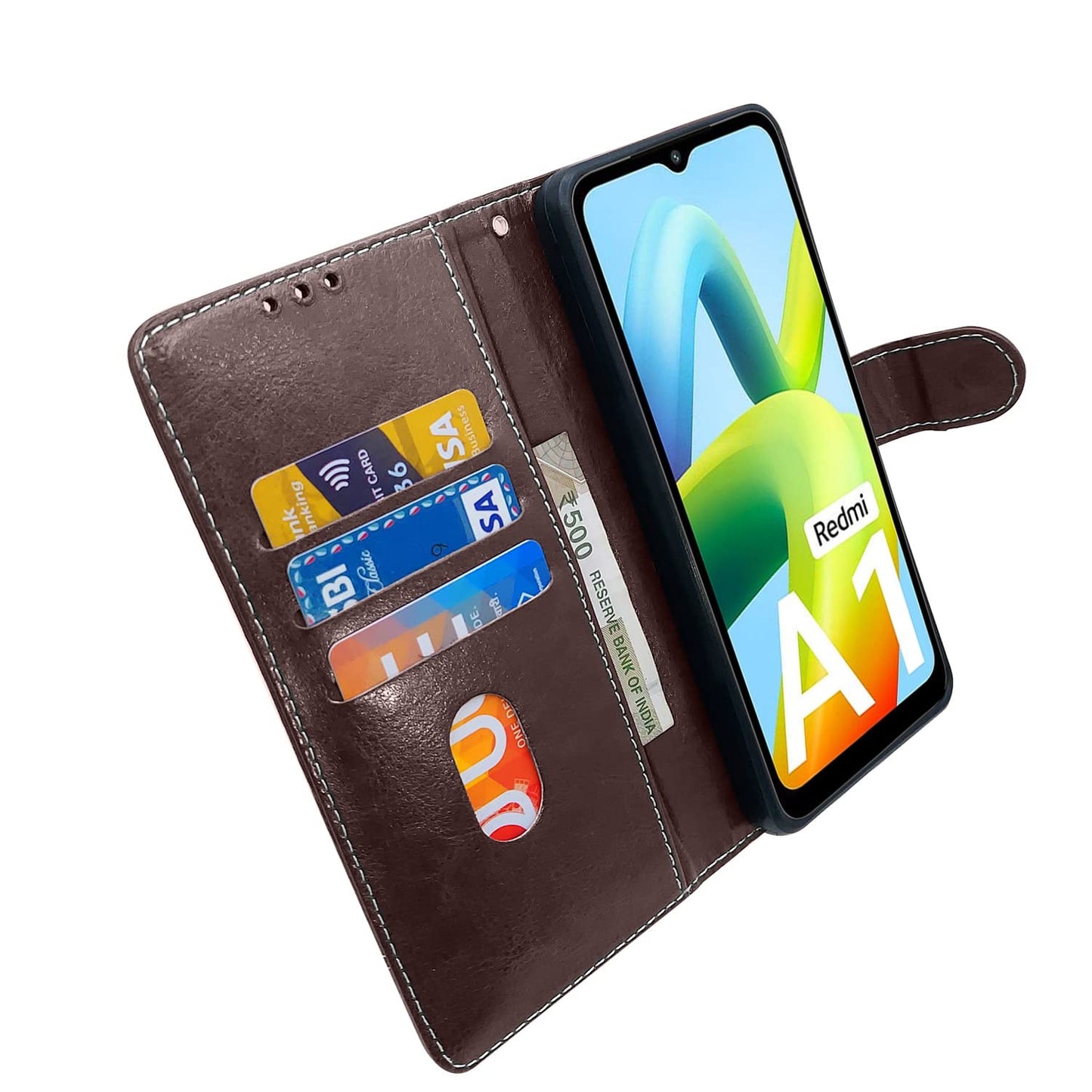 Pikkme Redmi A1 2022 Constrast Flip Cover | Coffee & Brown