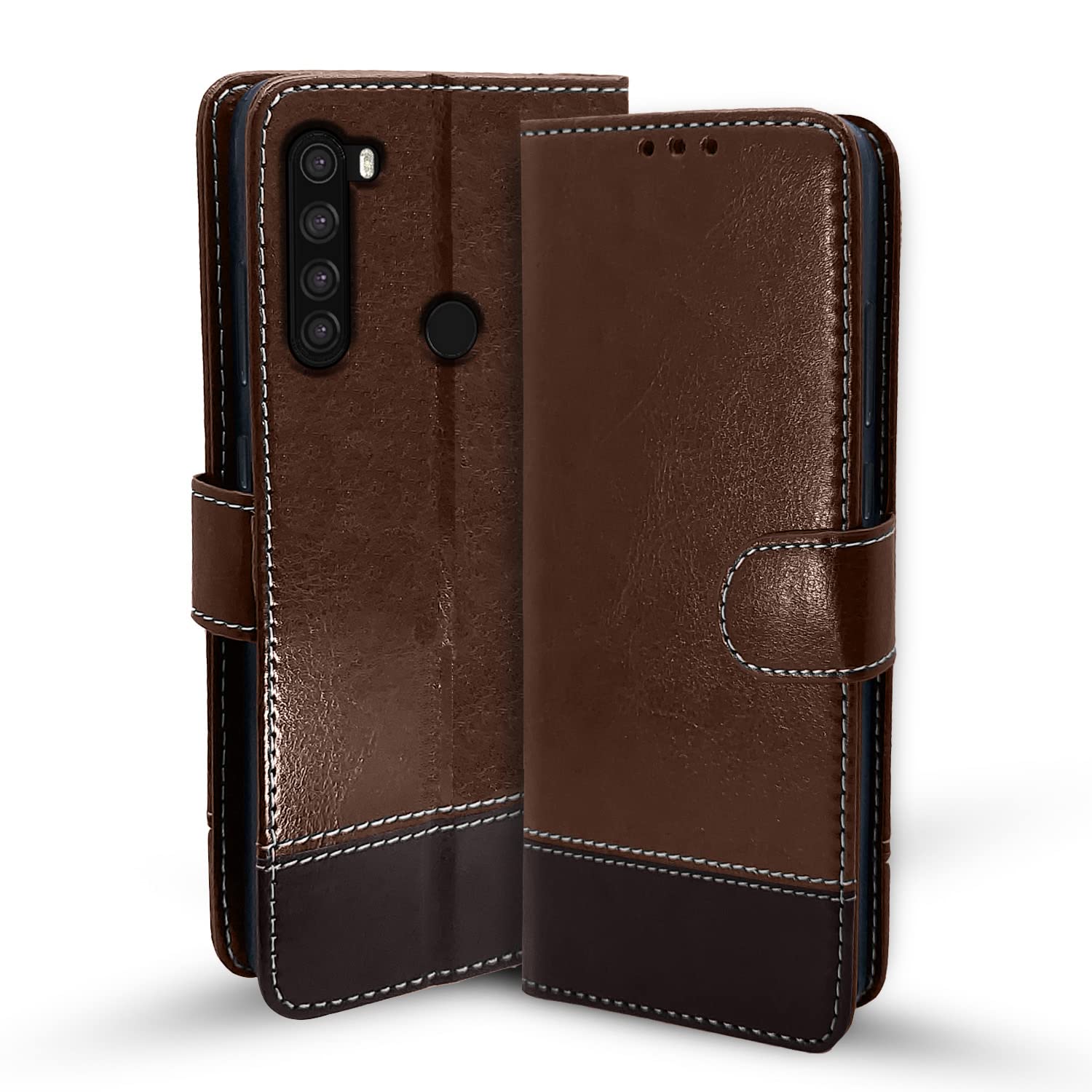 Pikkme Mi Redmi Note 8 Constrast Flip Cover | Brown & Coffee