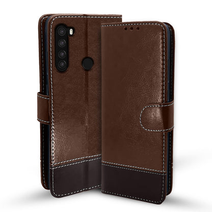 Pikkme Mi Redmi Note 8 Constrast Flip Cover | Brown & Coffee