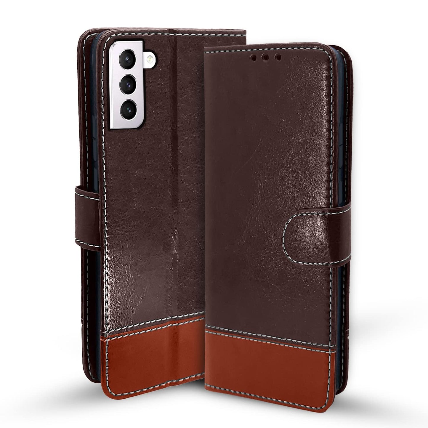 Pikkme Samsung Galaxy S21 Fe 5G Constrast Flip Cover | Coffee & Brown