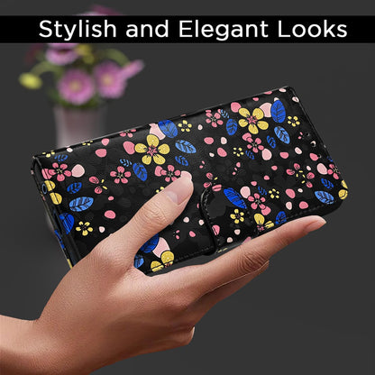 Pikkme Moto G54 5G Flower Flip Cover (Black)